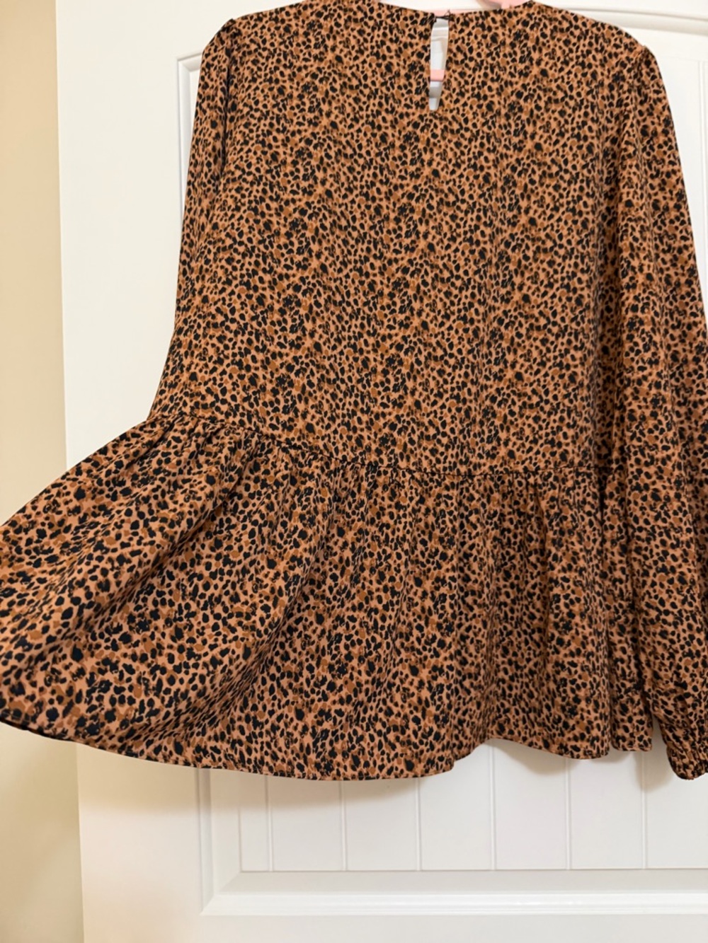 Pomander Place Leopard Print Peplum Top - Brown & Black Sz XL - Picture 6 of 17
